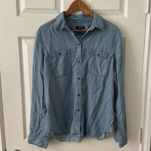 Chaps Shirt Boys XL Button Up Chambray Denim Long Sleeve Youth